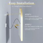 Frontlit Arched LED Illuminated Bathroom Mirror with Gold Frame and Anti-Fog