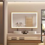 Gold Framed LED Bathroom Mirror – Anti-Fog, Dimmable, and Touch Controls